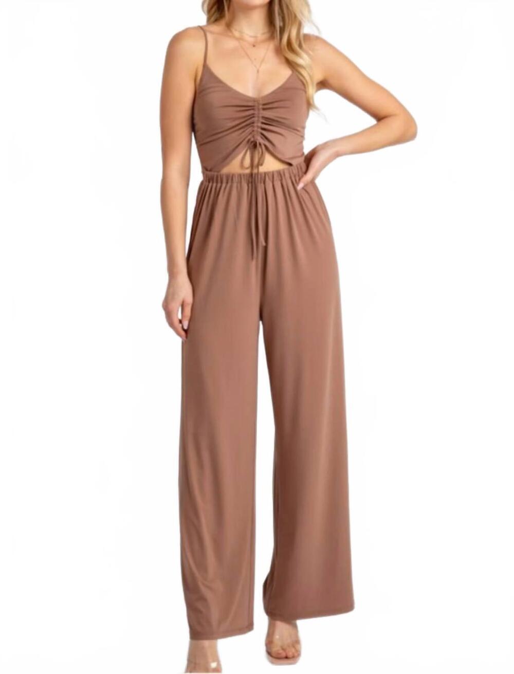 NEW LOVE TREE tani cinched romper in cocoa